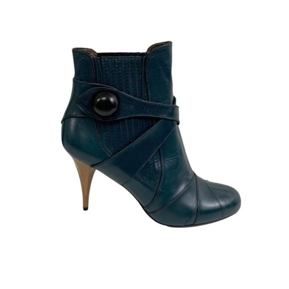 COPY - Miu Miu Capretto Stitch Teal Petrolio Ankle Booties - Picture 2 of 6